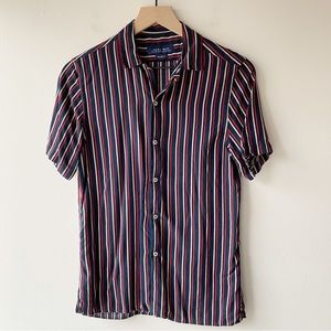 zara man relaxed fit striped button up short sleeve shirt